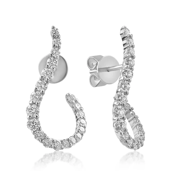 Cercei geometrici din aur alb cu diamante de 0.8ct