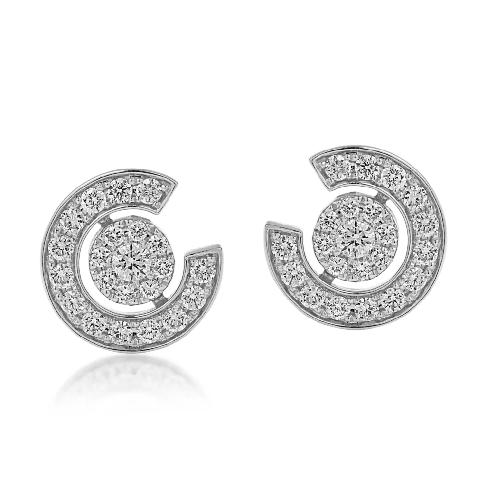 Cercei geometrici din aur alb cu diamante de 0.9ct - imagine 2