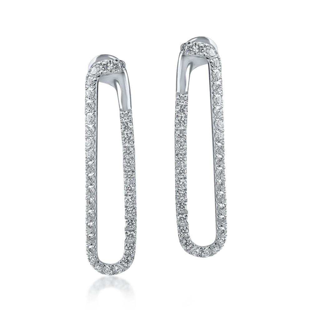 Cercei geometrici din aur alb cu diamante de 1.1ct - imagine 2