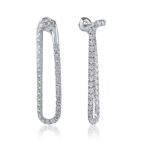 Cercei geometrici din aur alb cu diamante de 1.1ct