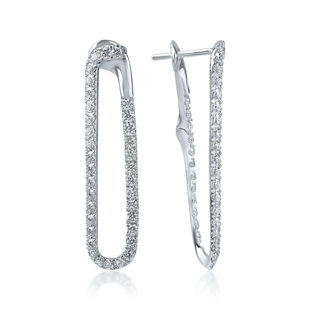 Cercei geometrici din aur alb cu diamante de 1.1ct - imagine 3