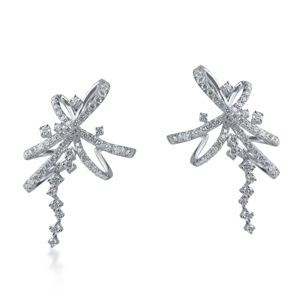 Cercei geometrici din aur alb cu diamante de 1.3ct - imagine 2