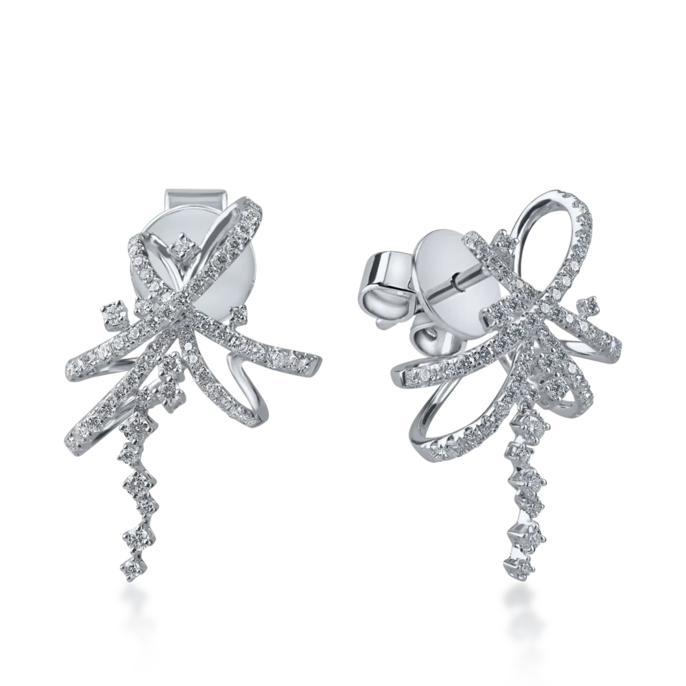 Cercei geometrici din aur alb cu diamante de 1.3ct