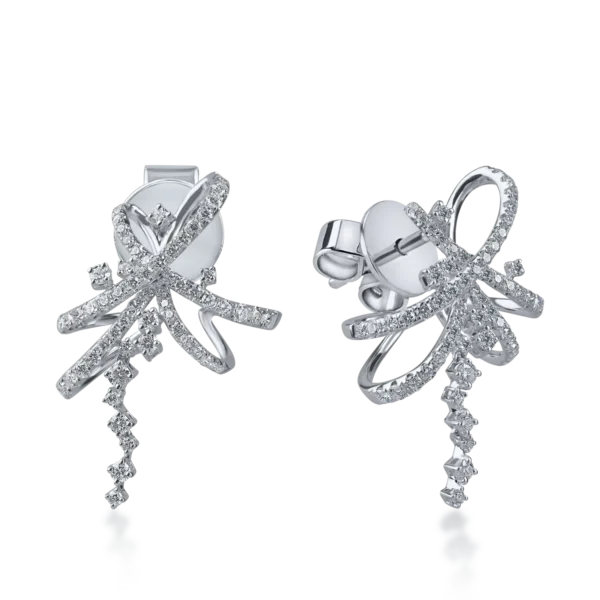 Cercei geometrici din aur alb cu diamante de 1.3ct