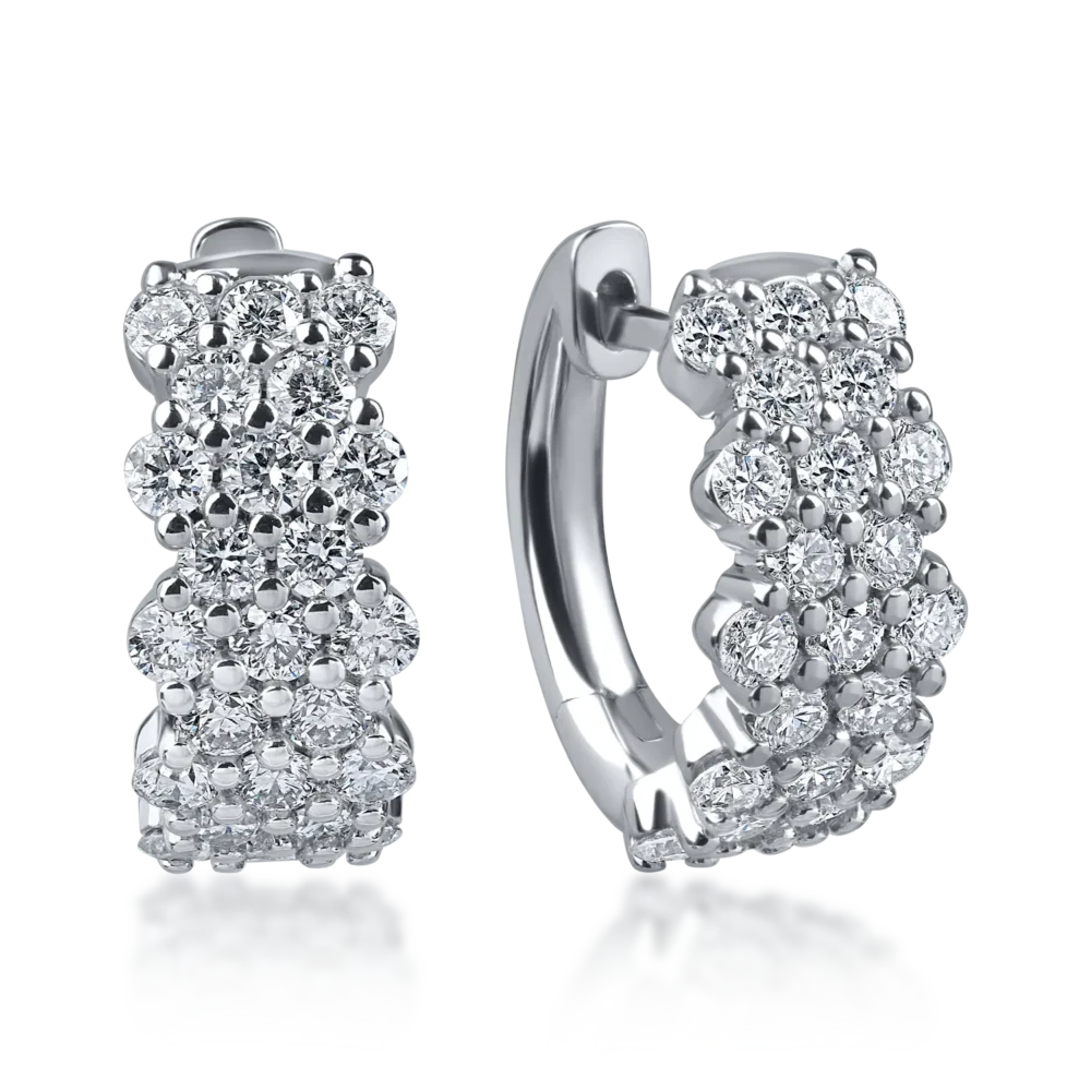 Cercei geometrici din aur alb cu diamante de 1.3ct