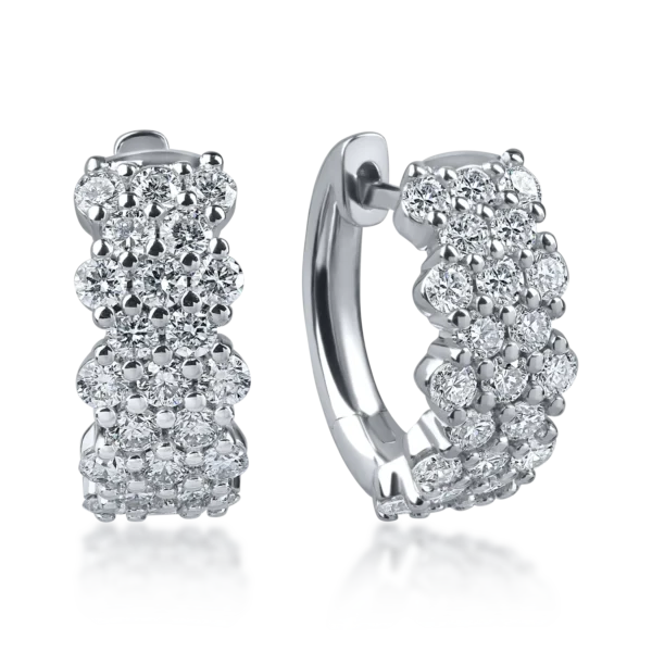 Cercei geometrici din aur alb cu diamante de 1.3ct