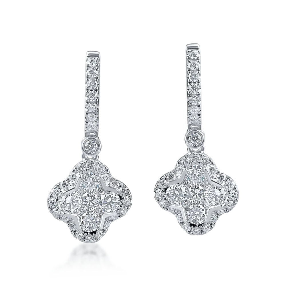 Cercei geometrici din aur alb cu diamante de 1.3ct - imagine 2