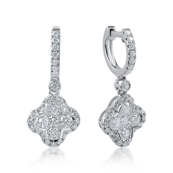 Cercei geometrici din aur alb cu diamante de 1.3ct