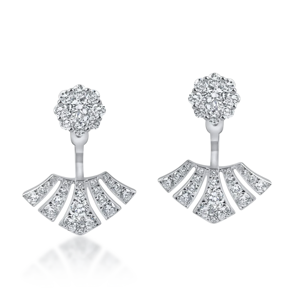 Cercei geometrici din aur alb cu diamante de 1.4ct - imagine 2