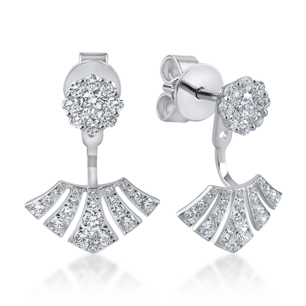 Cercei geometrici din aur alb cu diamante de 1.4ct