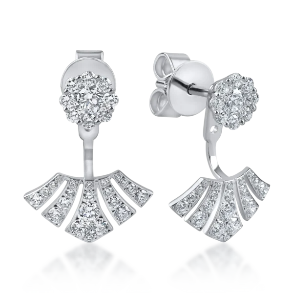 Cercei geometrici din aur alb cu diamante de 1.4ct