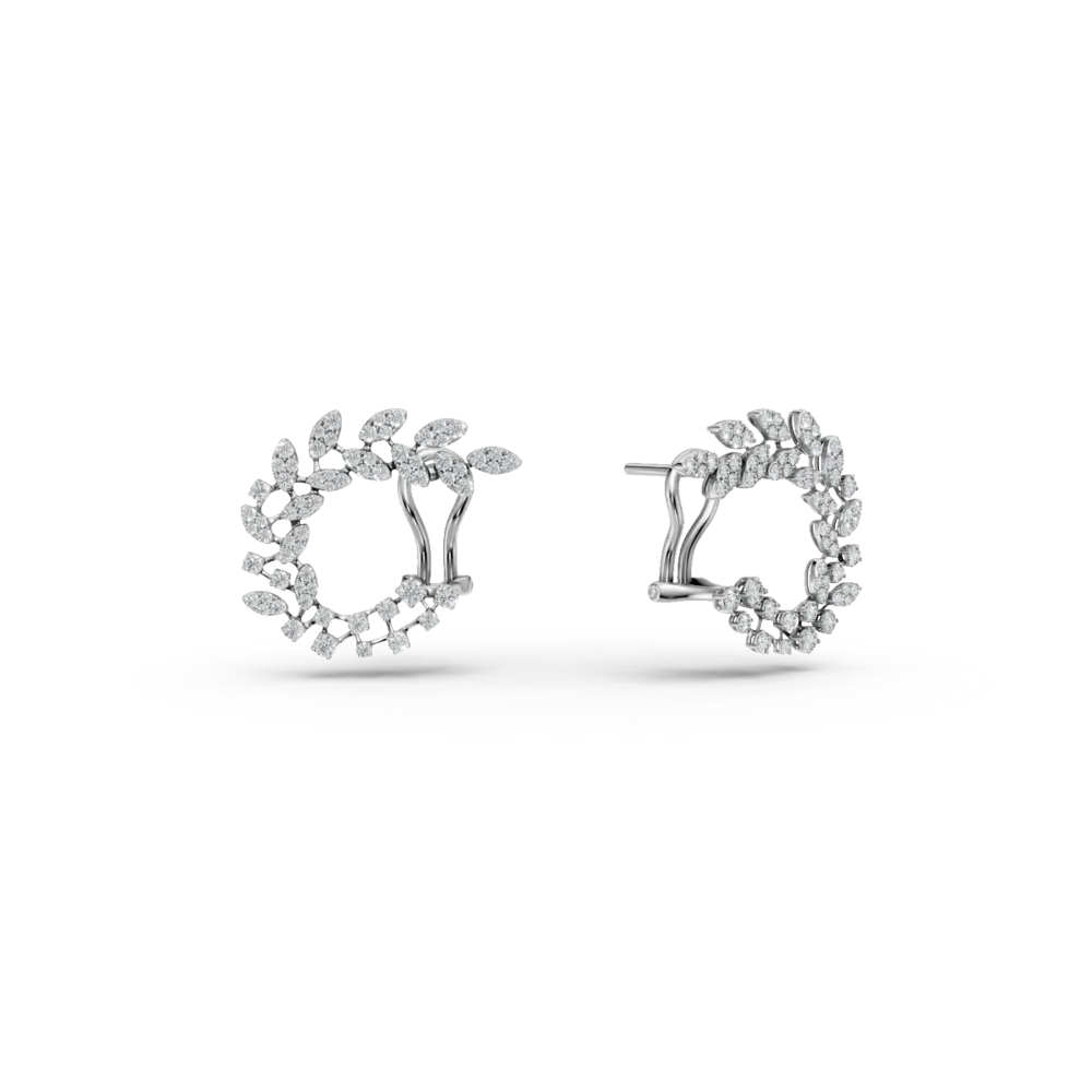 Cercei geometrici din aur alb cu diamante de 1.5ct