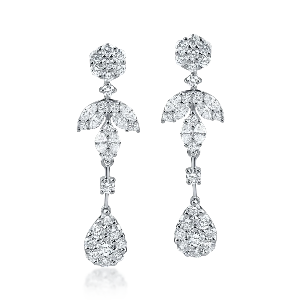 Cercei geometrici din aur alb cu diamante de 1.7ct - imagine 2