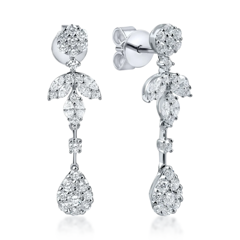 Cercei geometrici din aur alb cu diamante de 1.7ct