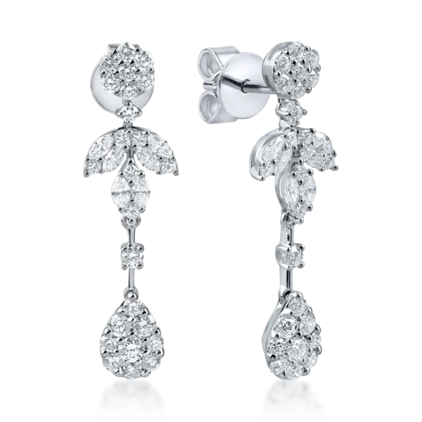 Cercei geometrici din aur alb cu diamante de 1.7ct