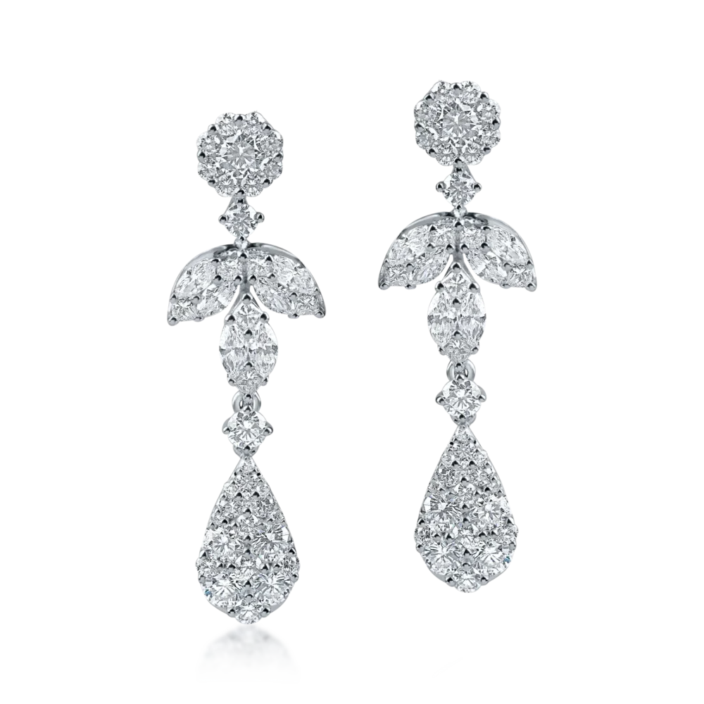 Cercei geometrici din aur alb cu diamante de 2.45ct - imagine 2