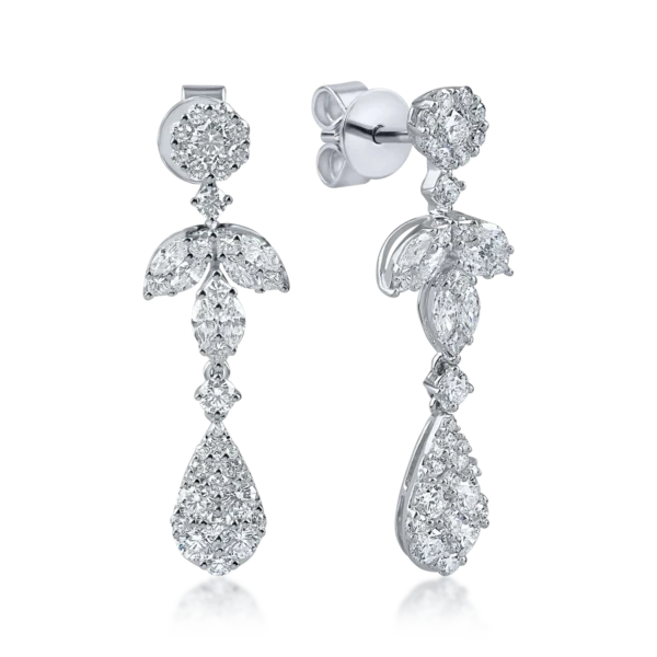 Cercei geometrici din aur alb cu diamante de 2.45ct