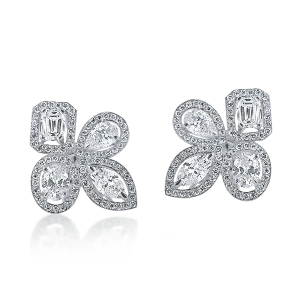 Cercei geometrici din aur alb cu diamante de 2.8ct - imagine 2