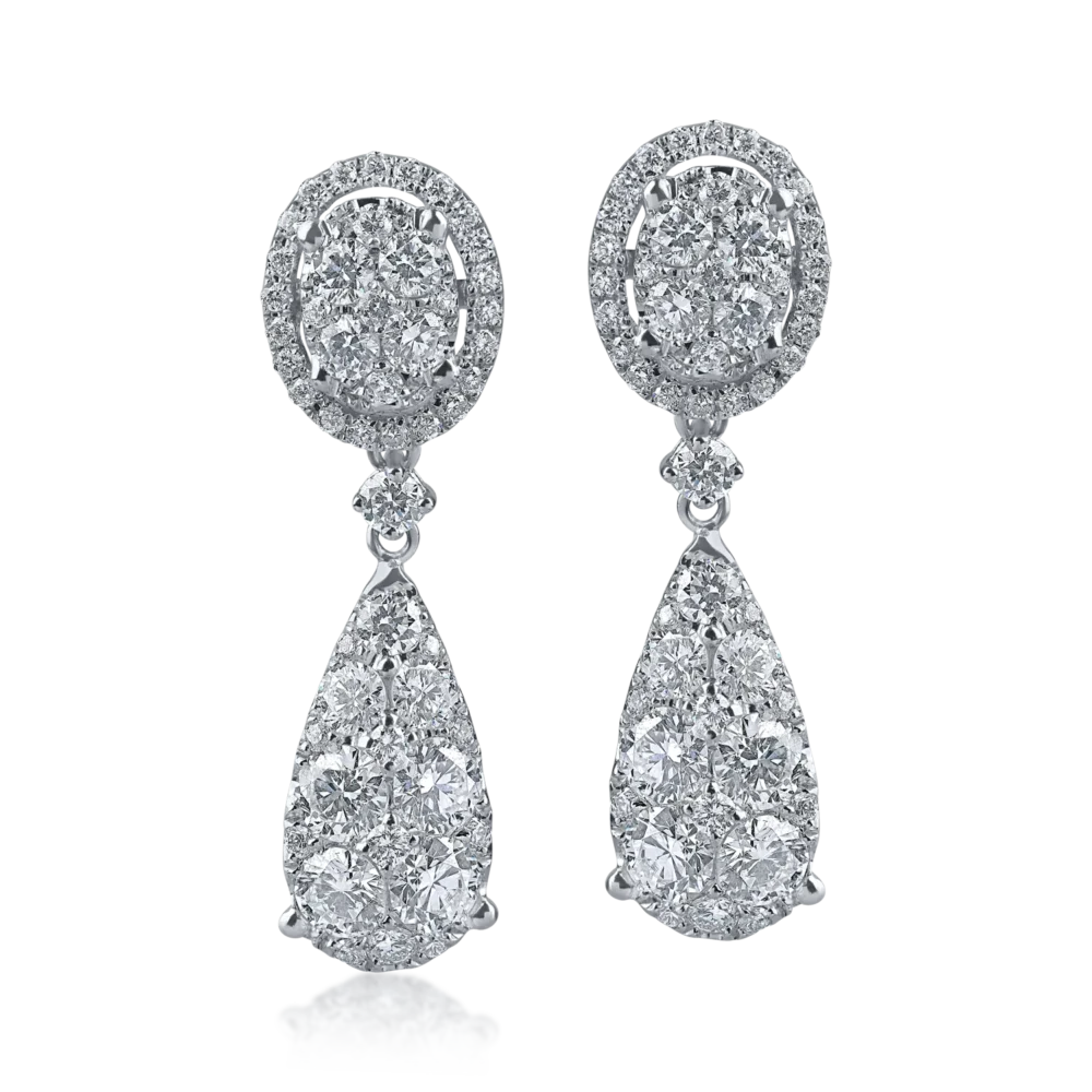 Cercei geometrici din aur alb cu diamante de 2.8ct - imagine 2