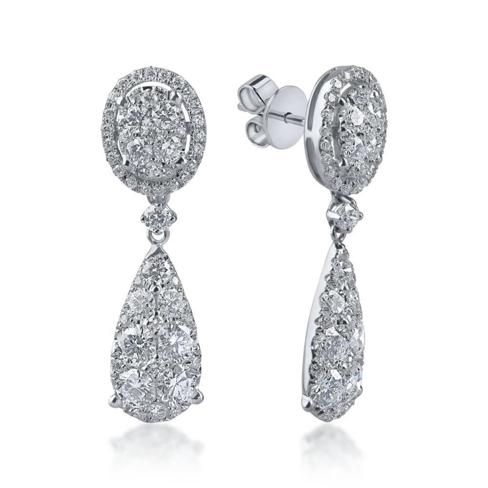 Cercei geometrici din aur alb cu diamante de 2.8ct