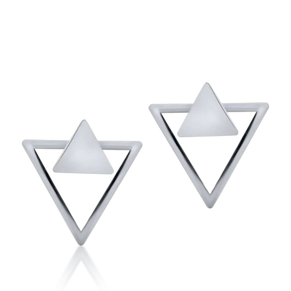 Cercei geometrici din aur alb - imagine 2