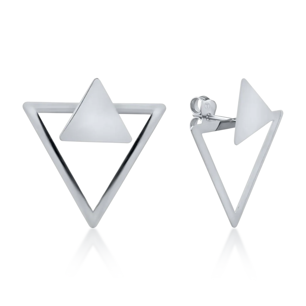 Cercei geometrici din aur alb