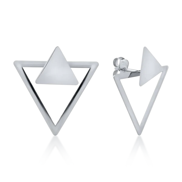 Cercei geometrici din aur alb