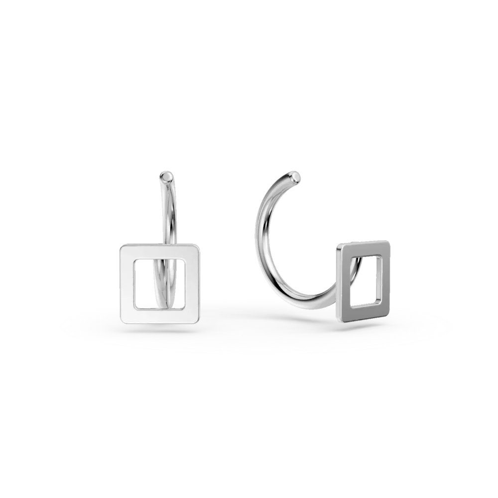 Cercei geometrici din aur alb