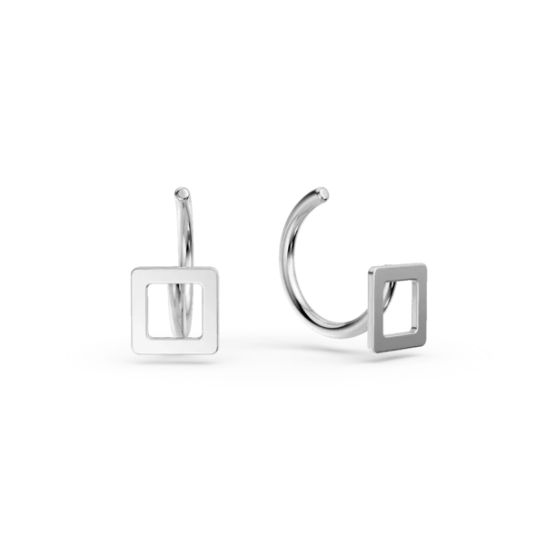 Cercei geometrici din aur alb