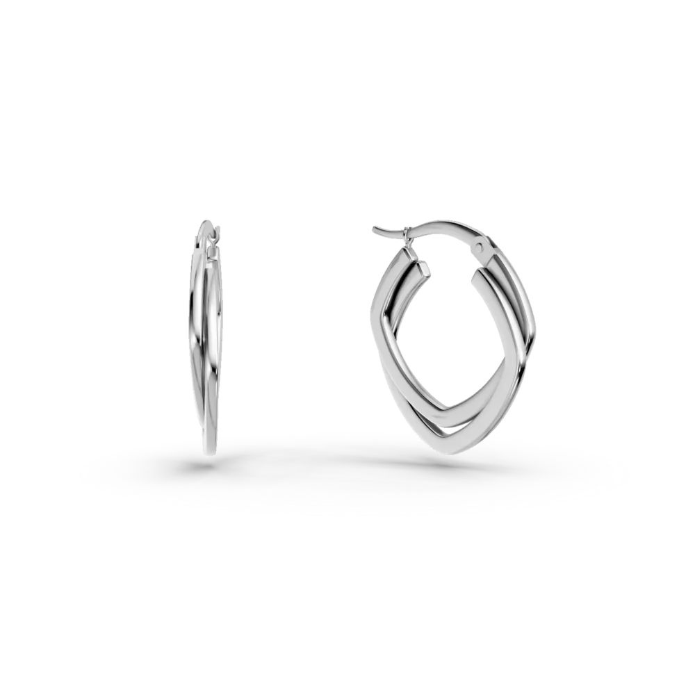 Cercei geometrici din aur alb