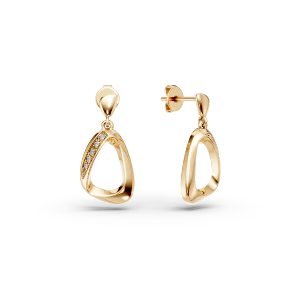 Cercei geometrici din aur galben cu diamante de 0.04ct