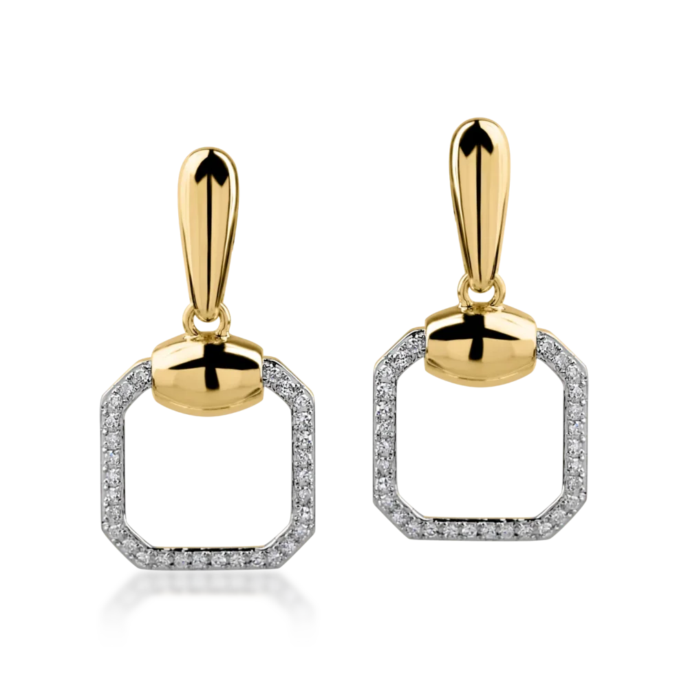 Cercei geometrici din aur galben cu diamante de 0.165ct