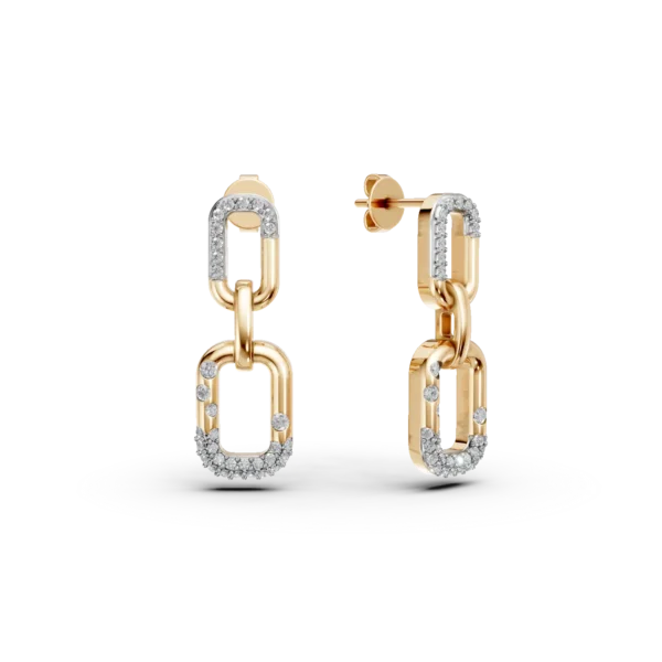 Cercei geometrici din aur galben cu diamante de 0.2ct