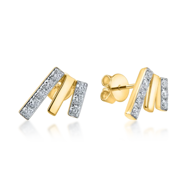 Cercei geometrici din aur galben cu diamante de 0.2ct