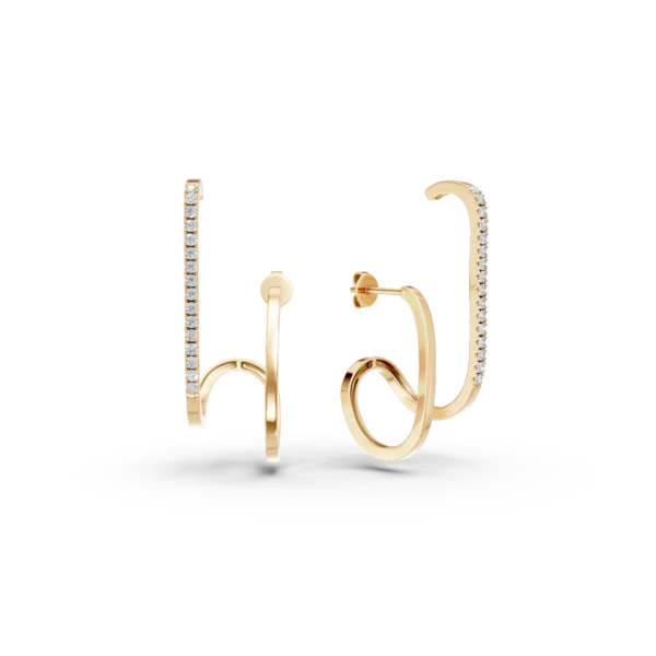 Cercei geometrici din aur galben cu diamante de 0.2ct