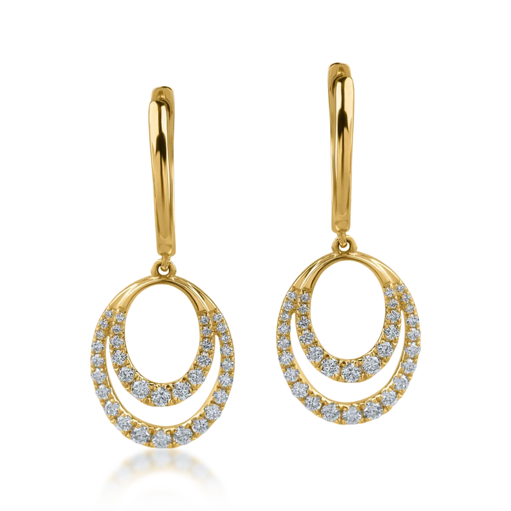 Cercei geometrici din aur galben cu diamante de 0.37ct - imagine 2