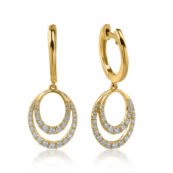 Cercei geometrici din aur galben cu diamante de 0.37ct