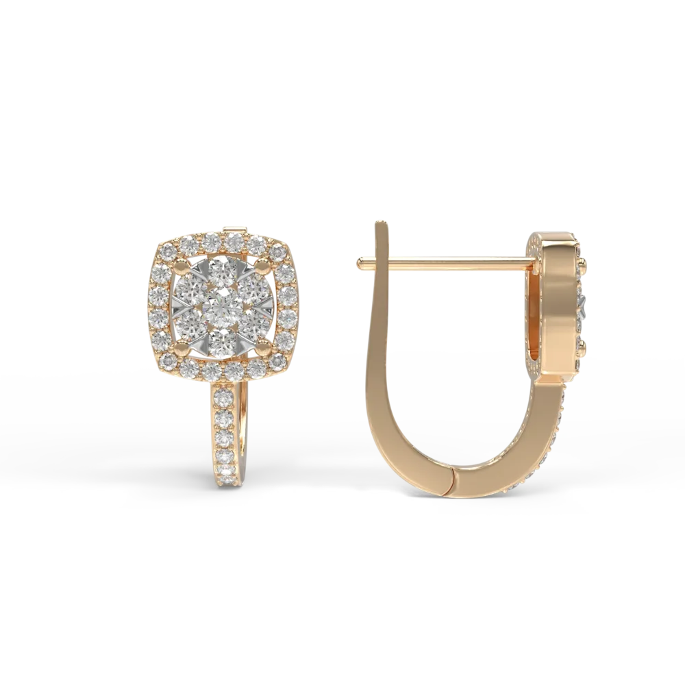 Cercei geometrici din aur galben cu diamante de 0.4ct - imagine 3