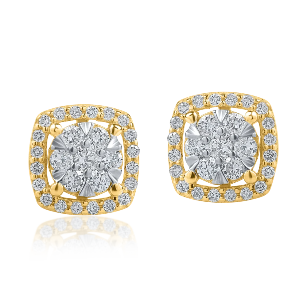Cercei geometrici din aur galben cu diamante de 0.4ct - imagine 2