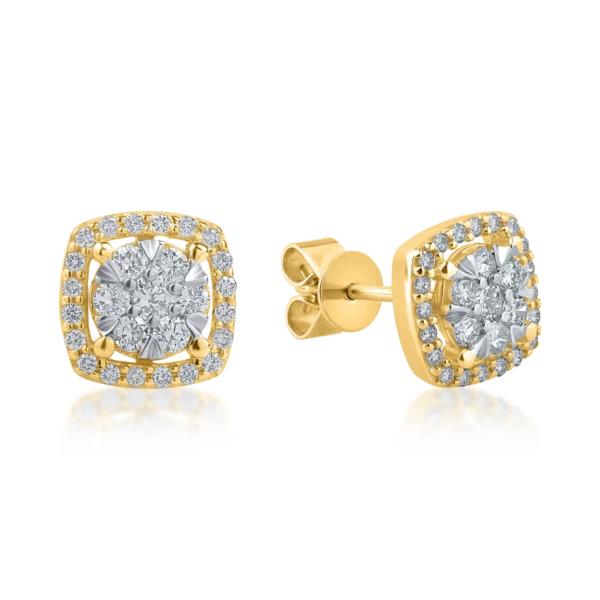 Cercei geometrici din aur galben cu diamante de 0.4ct
