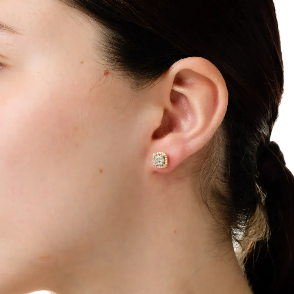 Cercei geometrici din aur galben cu diamante de 0.4ct - imagine 3