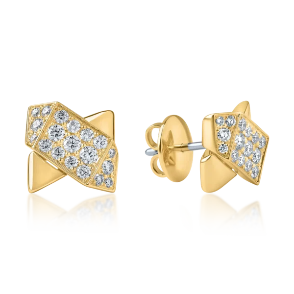 Cercei geometrici din aur galben cu diamante de 0.5ct