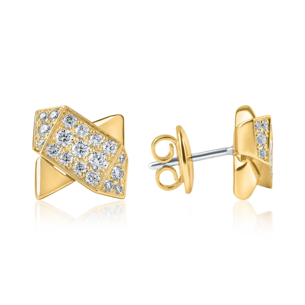 Cercei geometrici din aur galben cu diamante de 0.5ct - imagine 3