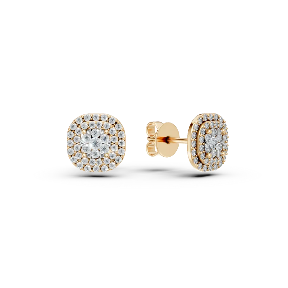 Cercei geometrici din aur galben cu diamante de 0.5ct