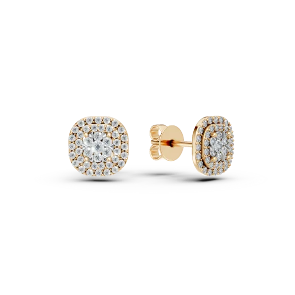 Cercei geometrici din aur galben cu diamante de 0.5ct