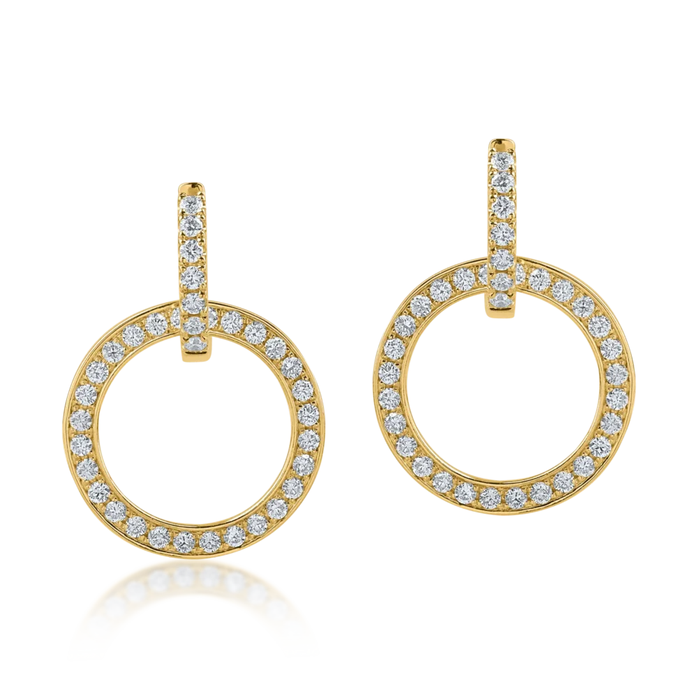 Cercei geometrici din aur galben cu diamante de 1.17ct - imagine 2