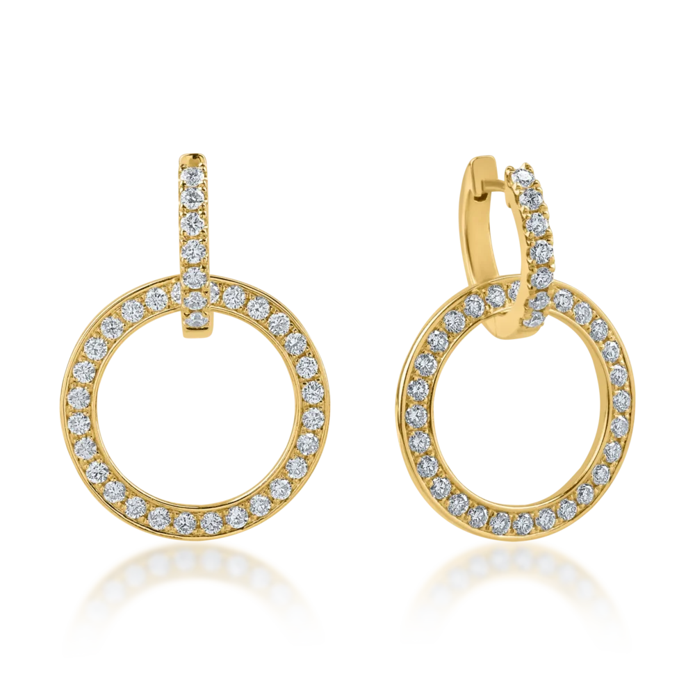 Cercei geometrici din aur galben cu diamante de 1.17ct