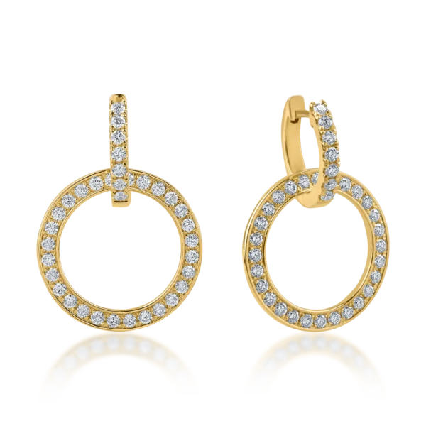 Cercei geometrici din aur galben cu diamante de 1.17ct