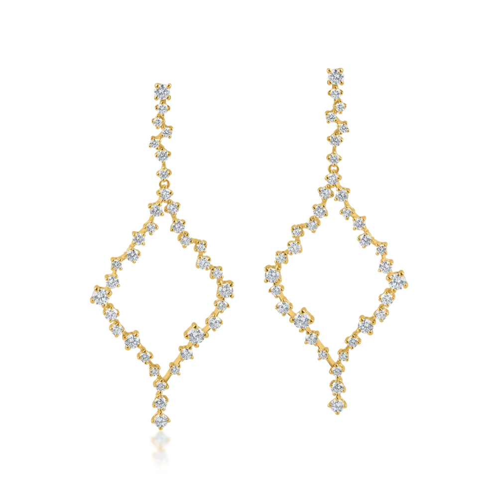 Cercei geometrici din aur galben cu diamante de 1.4ct - imagine 2