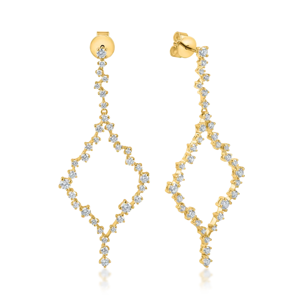 Cercei geometrici din aur galben cu diamante de 1.4ct